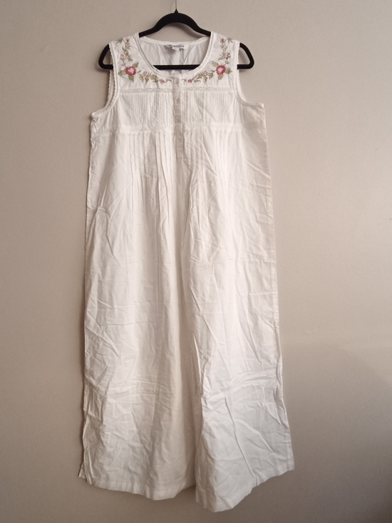 April Cornell Dresses & Skirts - April Cornell Vintage White Cotton Embroidered Maxi Nightgown L Boho Coastal